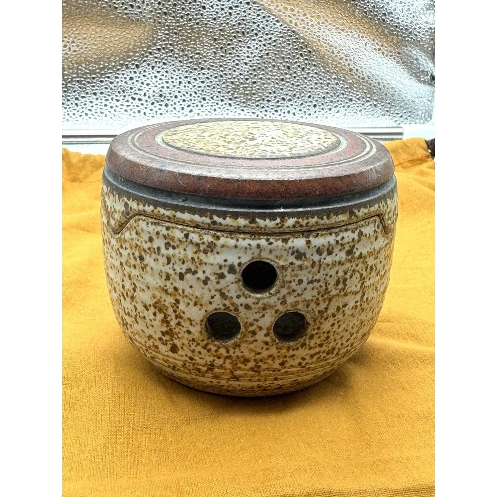 VTG 1970's‎ J. Wells Studio Art Pottery French Style Stoneware Garlic Keeper Jar